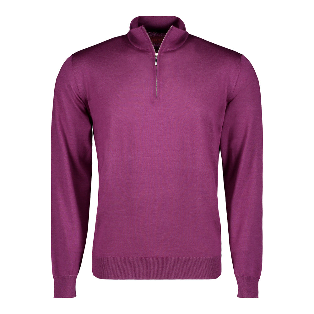 SUÉTER CASHMERE SEDA ZIP MORADO