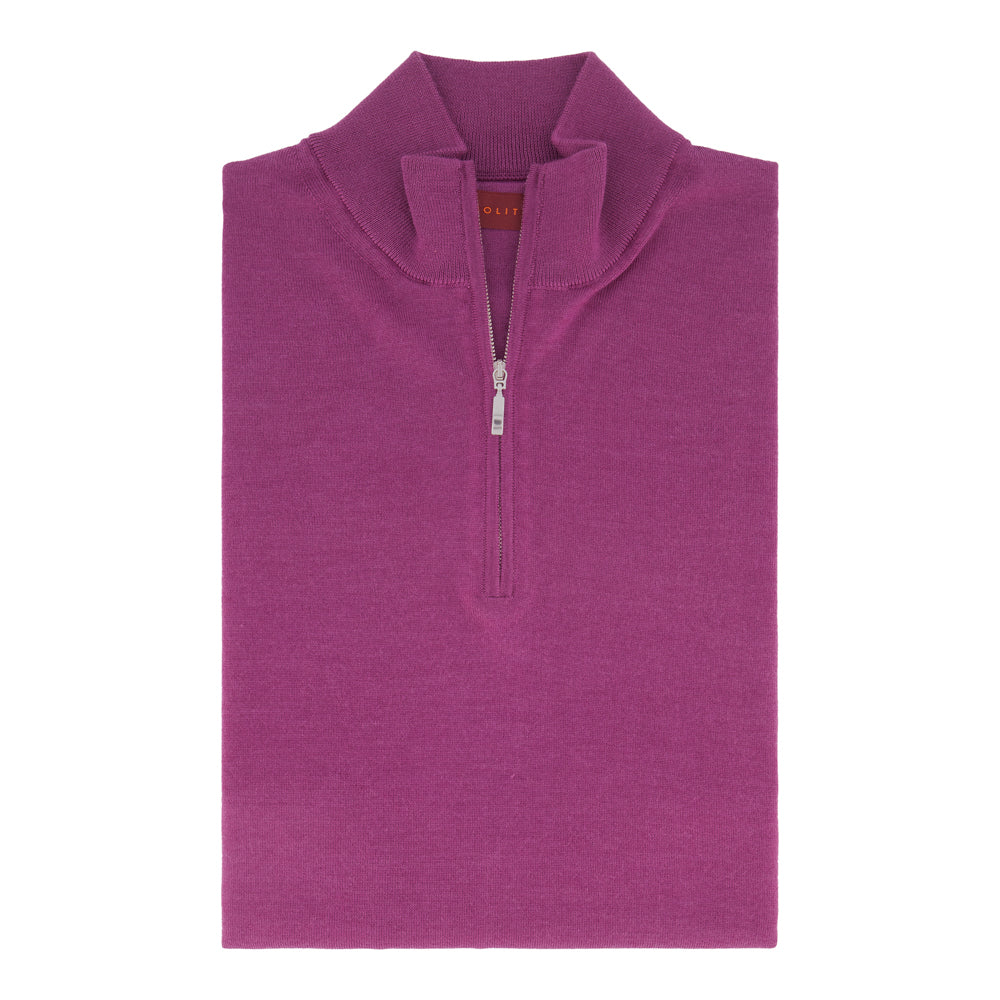 SUÉTER CASHMERE SEDA ZIP MORADO