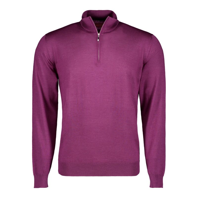 SUÉTER CASHMERE SEDA ZIP MORADO