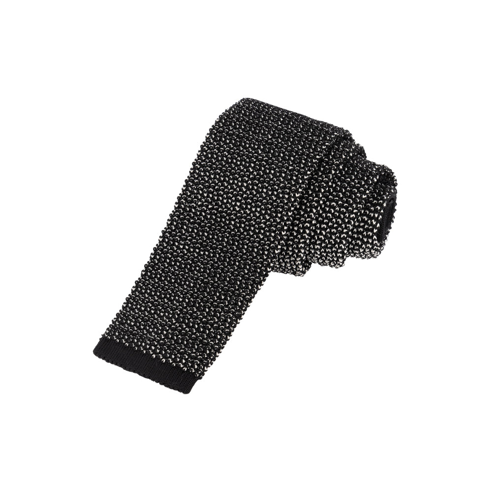 CORBATA TEJIDA "VELVET" NEGRA CON BLANCO