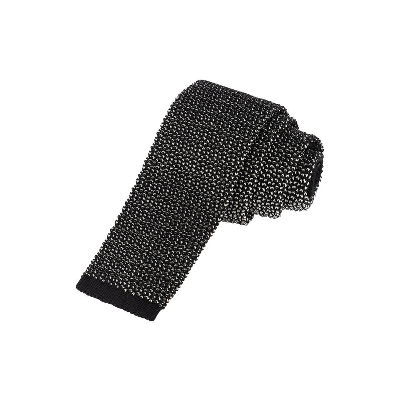 CORBATA TEJIDA "VELVET" NEGRA CON BLANCO