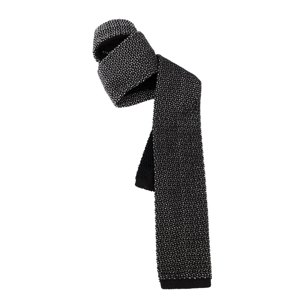 CORBATA TEJIDA "VELVET" NEGRA CON BLANCO