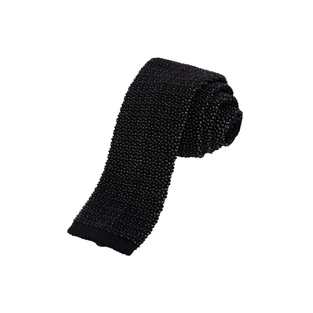 CORBATA TEJIDA "VELVET" NEGRA CON GRIS