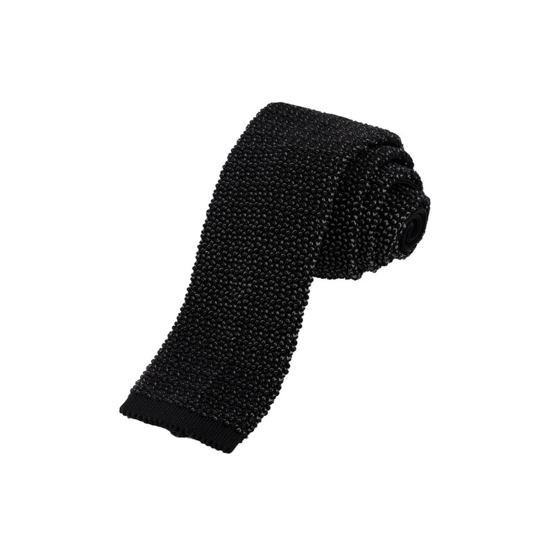 CORBATA TEJIDA "VELVET" NEGRA CON GRIS