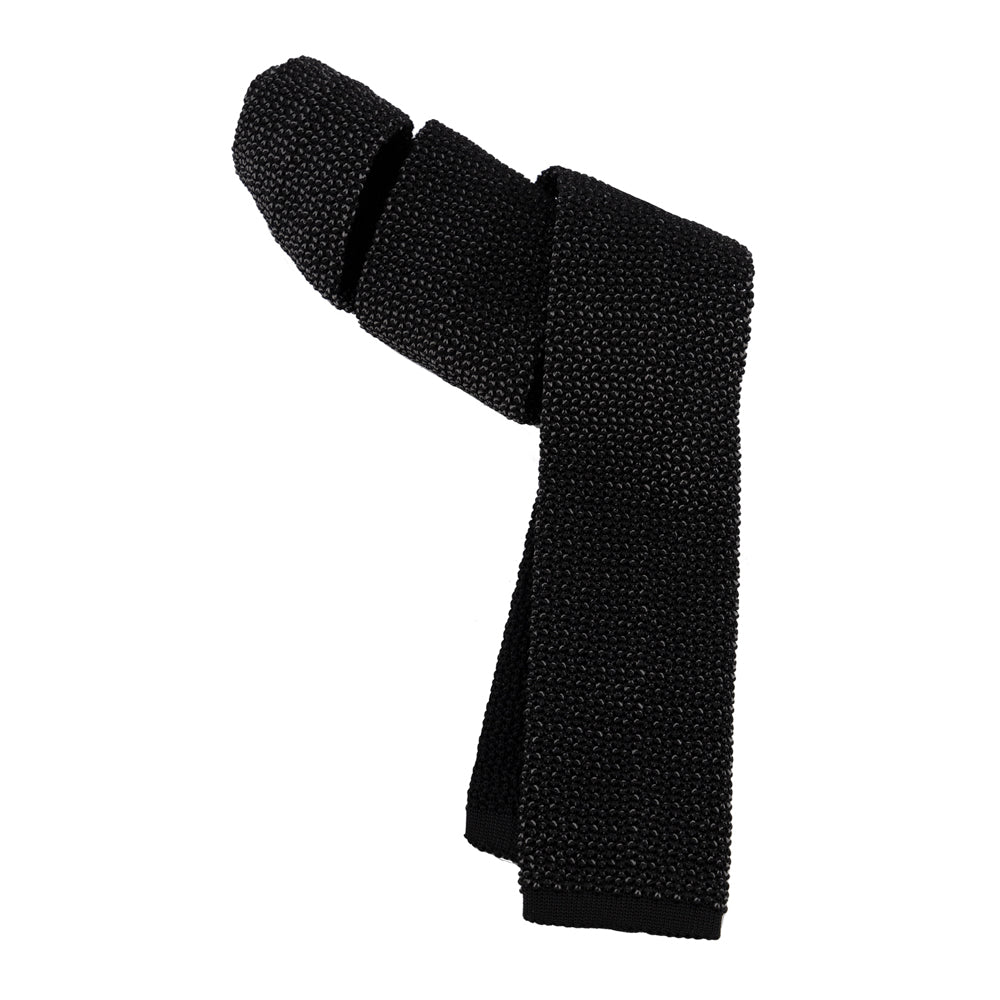 CORBATA TEJIDA "VELVET" NEGRA CON GRIS