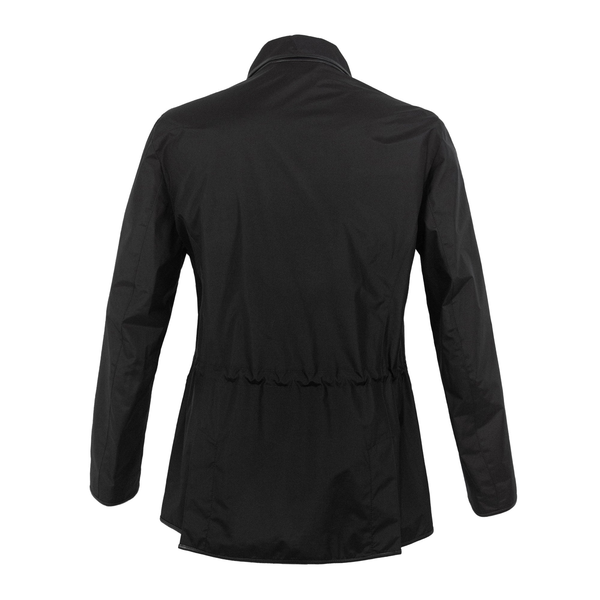 CHAMARRA CAZADORA SHARIANA LIGERA DETALLES EN PIEL NEGRA INTERIOR EN SEDA