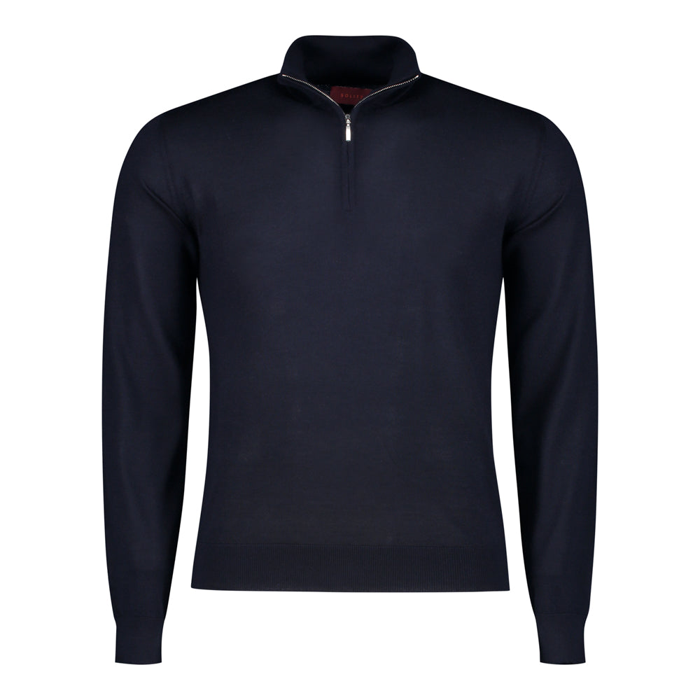 SUÉTER CASHMERE SEDA ZIP AZUL MEDIA NOCHE