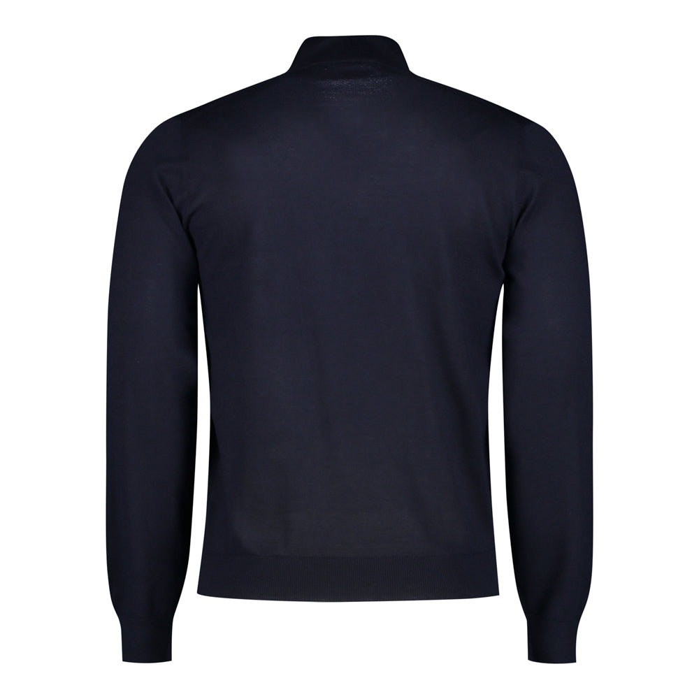 SUÉTER CASHMERE SEDA ZIP AZUL MEDIA NOCHE