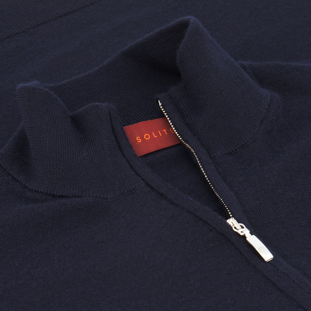 SUÉTER CASHMERE SEDA ZIP AZUL MEDIA NOCHE