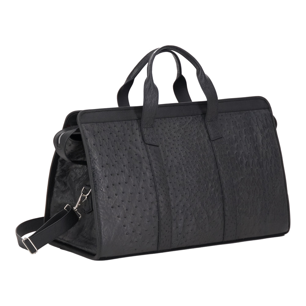 MALETA WEEKENDER MEDIANA DE AVESTRUZ NEGRA