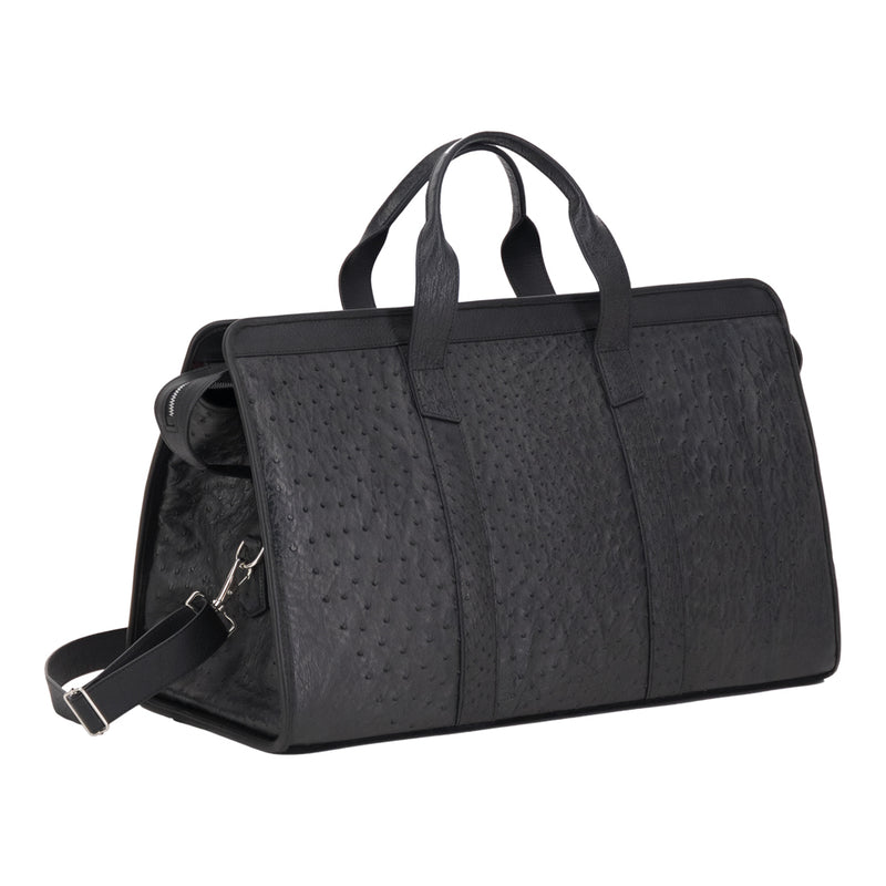 MALETA WEEKENDER MEDIANA DE AVESTRUZ NEGRA