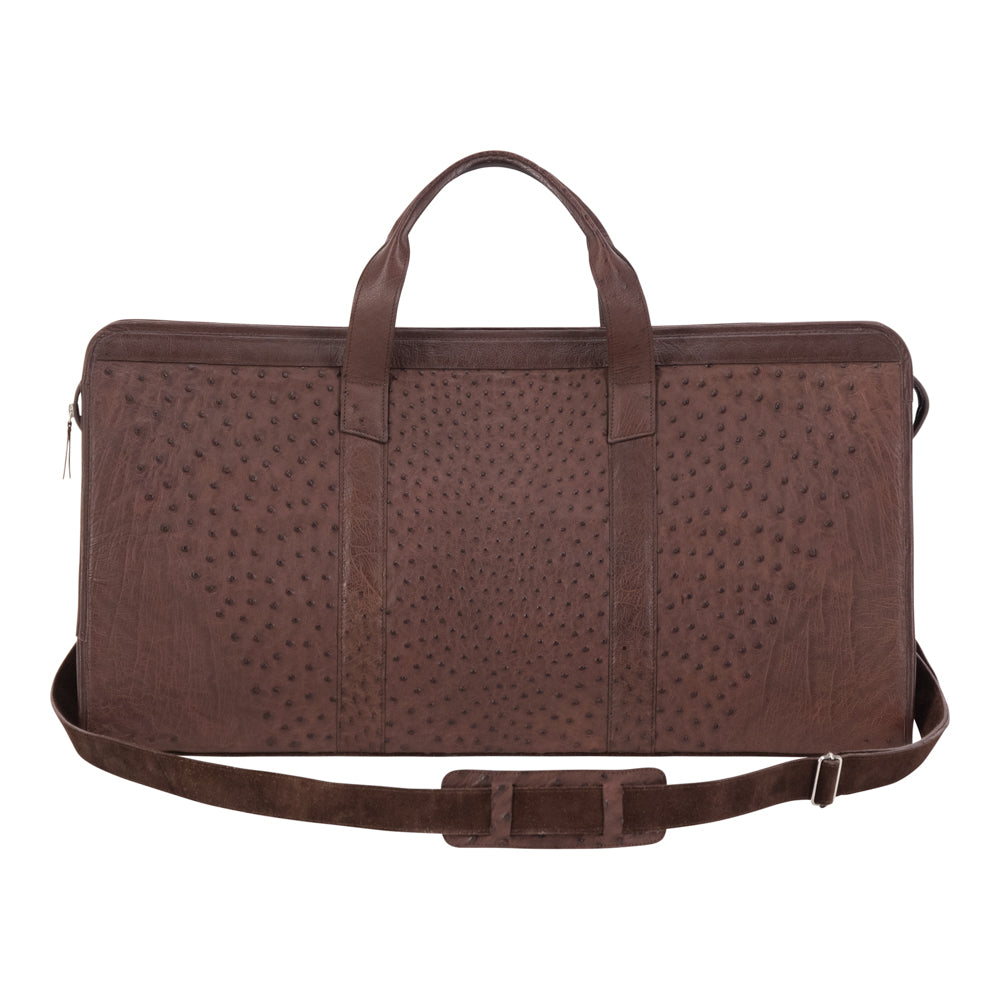 Maleta Weekender Grande De Avestruz Café (SOBRE PEDIDO)