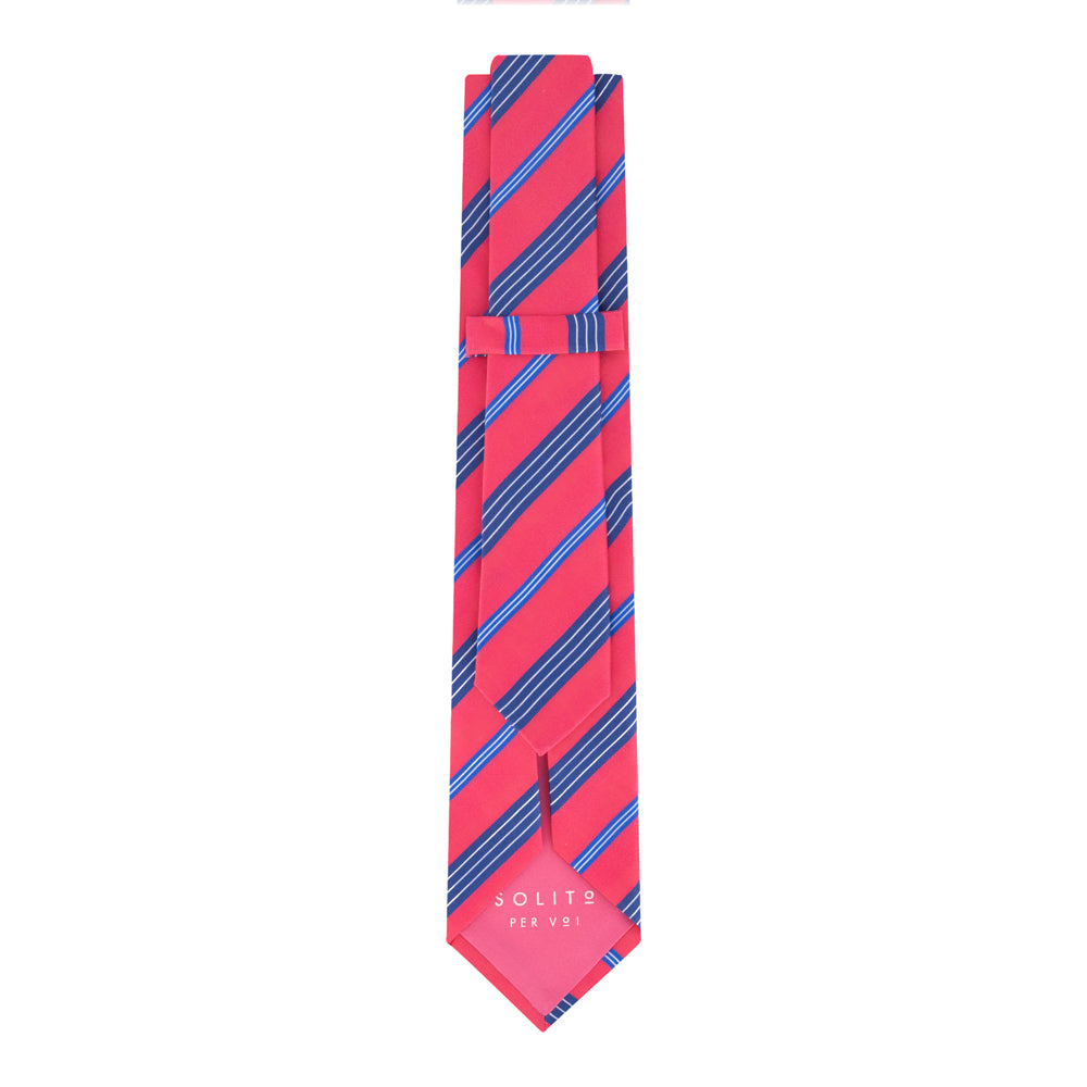 CORBATA 7 PLIEGUES ROSA RAYA DIAGONAL AZUL