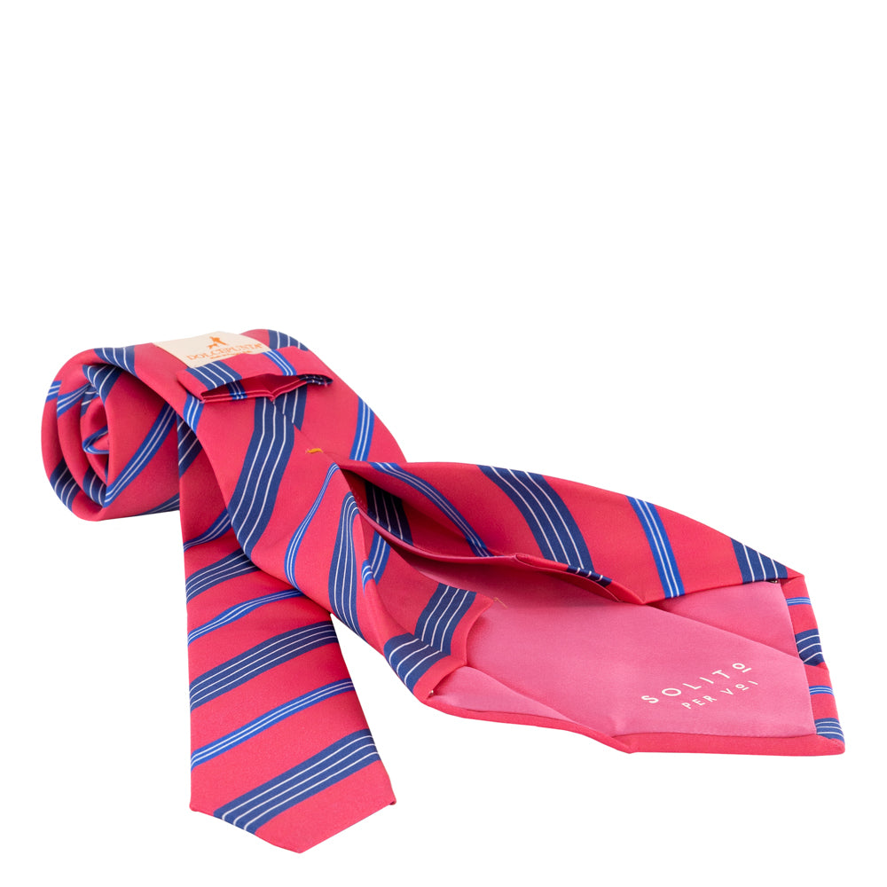 CORBATA 7 PLIEGUES ROSA RAYA DIAGONAL AZUL