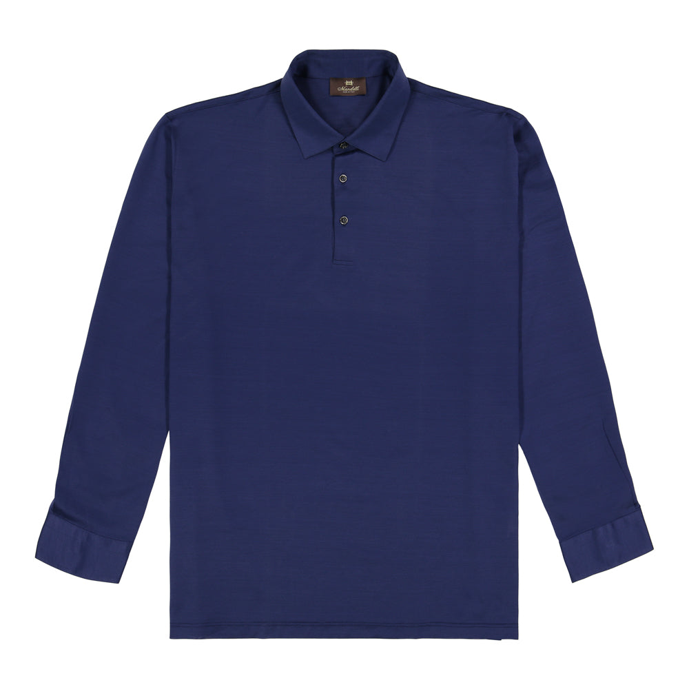 PLAYERA POLO AZUL MEDIO MANGA LARGA