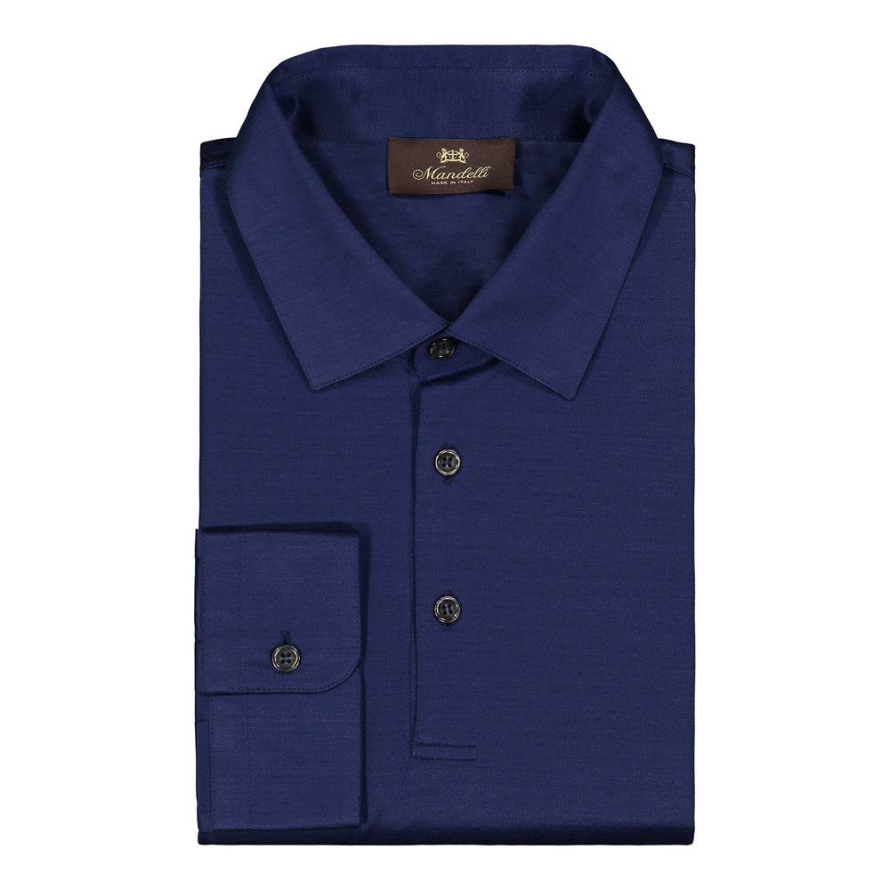 PLAYERA POLO AZUL MEDIO MANGA LARGA