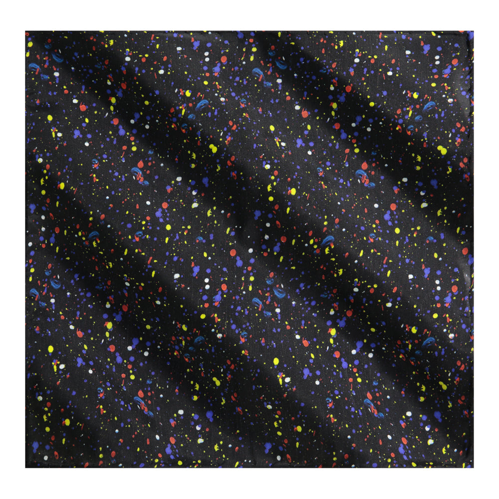 PAÑUELO DE SEDA NEGRO MANCHAS DE PINTURA