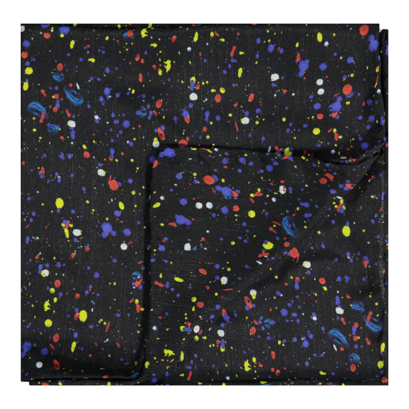 PAÑUELO DE SEDA NEGRO MANCHAS DE PINTURA