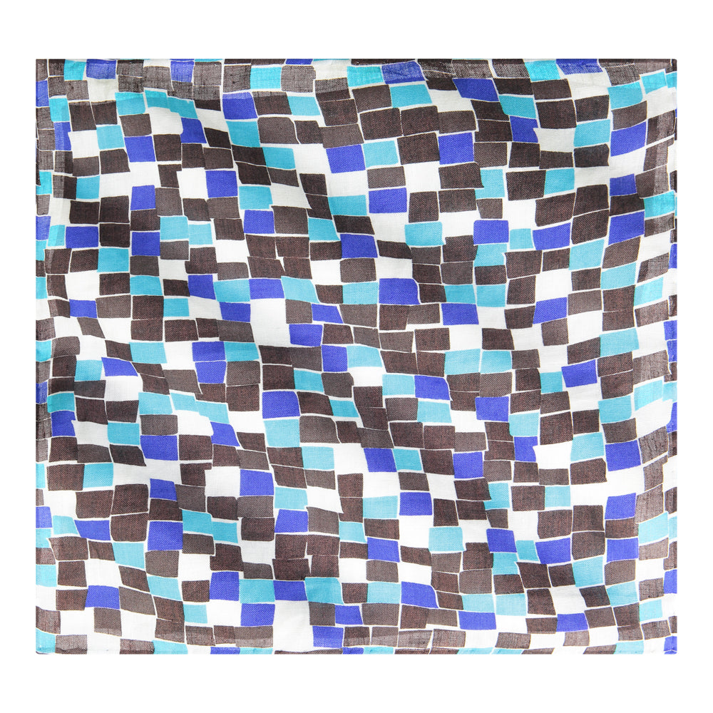 PAÑUELO CUADROS CAFÉ BLANCO Y AZUL