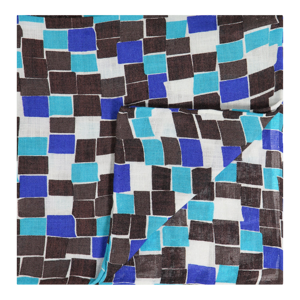 PAÑUELO CUADROS CAFÉ BLANCO Y AZUL