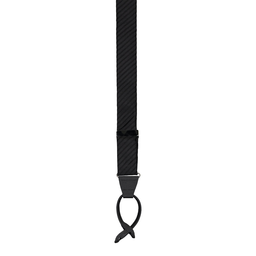 TIRANTES SEDA NEGRA CON TEXTURA (RAYAS FLACAS DIAGONALES), PIEL NEGRA