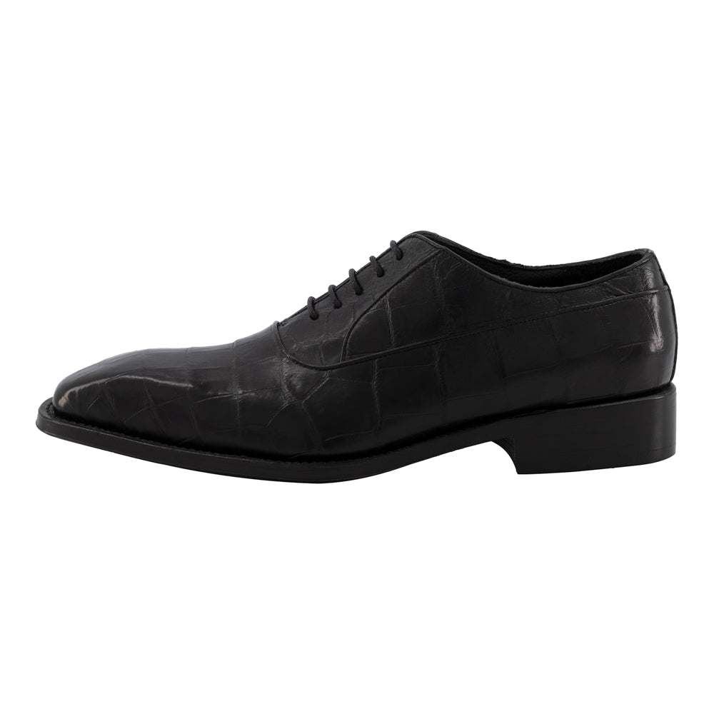 ZAPATOS NEGROS "OXFORD" DE COCODRILO (SOBRE PEDIDO)