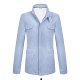 CHAMARRA CAZADORA TRAVELLER DESESTRUCTURADA DE CASHMERE JERSEY DE LORO PIANA COLOR AZUL CIELO