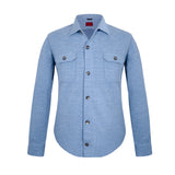 SOBRECAMISA DESESTRUCUTURADA EN LANA, SEDA Y LINO DE LORO PIANA AZUL CELESTE