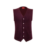 CHALECO RECTO DE BOTONES EN COLOR BORDEAUX VINO