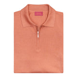 POLO EN CACHEMERE Y SEDA CUELLO V DE MANGA CORTA EN COLOR NARANJA
