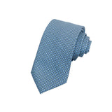 CORBATA 7 PLIEGUES EN SEDA CON FIGURAS GEOMÉTRICAS VERDES, AMARILLAS Y AZULES
