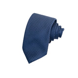 CORBATA 7 PLIEGUES EN SEDA CON MICROPATTERN DE PUNTOS EN AZUL MARINO