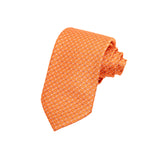 CAJA DE SEDA SET CORBATA CON PAÑUELO DE SEDA CON MICROPATTERN EN COLOR NARANJA