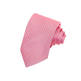 CAJA DE SEDA SET CORBATA CON PAÑUELO DE SEDA CON MICROPATTERN CÍRCULOS Y ROMBOS EN COLOR ROSA