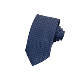 CORBATA 7 PLIEGUES EN SEDA CON MICROPATTERN DE PUNTOS PLATA EN AZUL MARINO