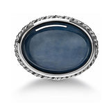 MANCUERNILLAS OVALES EN CUERDA DE PLATA Y CIANITE