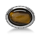 MANCUERNILLAS OVALES EN CUERDA DE PLATA Y OJO DE TIGRE